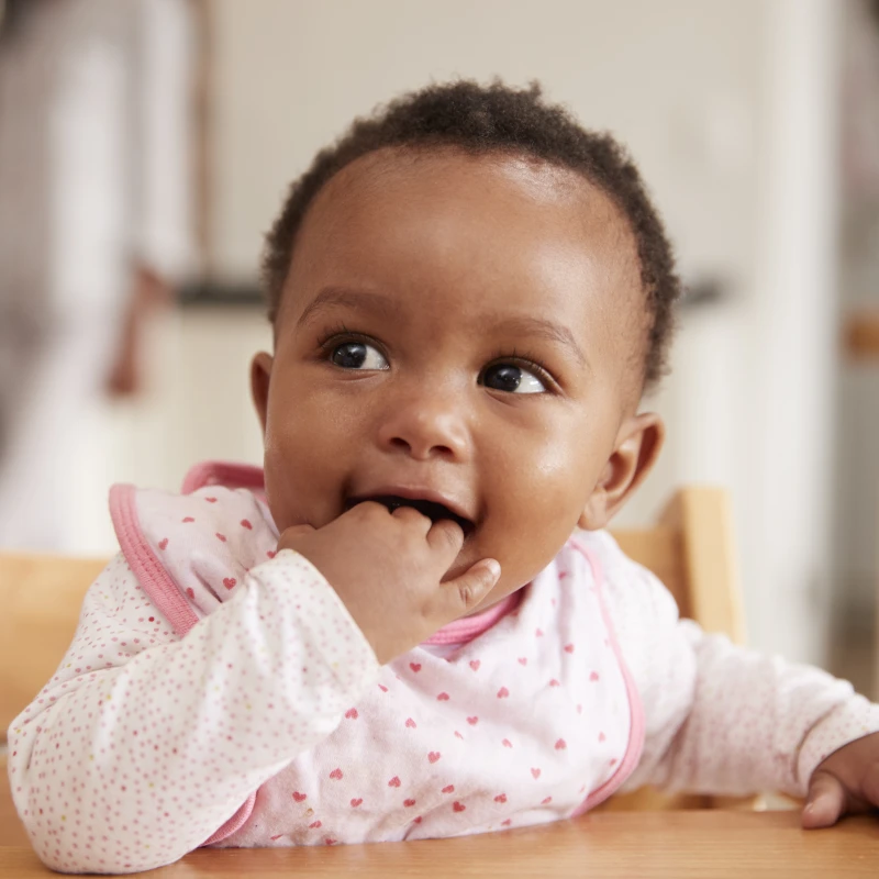 baby in high chair close up
